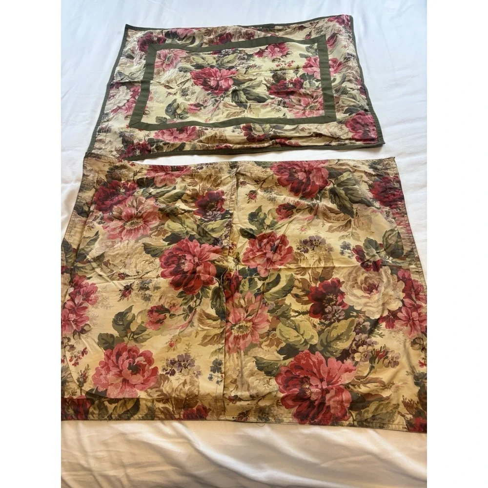 Chaps Ralph Lauren Standard Rosemont Floral Pillow Shams (2) Ribbon Accent‎